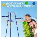 $94 Kids 4-Hoop Basketball Hoop with Adjustable Height & 3 Balls