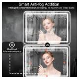 $90 LED Bathroom Mirror 40x32, Anti-Fog, Dimmable Lights, Squared Bottom Co