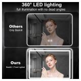 $90 LED Bathroom Mirror 40x32, Anti-Fog, Dimmable Lights, Squared Bottom Co