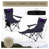 $66 2-in-1 Reclining Camping Chair Portable Folding Beach Chair (Blue)
