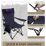 $66 2-in-1 Reclining Camping Chair Portable Folding Beach Chair (Blue)