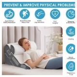 3Pcs Adjustable Wedge Pillow for Headboard, 23 Wide, White/Grey