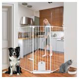 $130 51.18in Tall Dog Gate with Cat Door, 81.11in Wide 3-Panel Gate