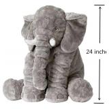Giant Elephant Stuffed Animal, 24" Plush Toy - Gray