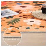 $100 Rugcomf 8x10 Area Rug Washable Non-Slip Floral Vintage Low Pile