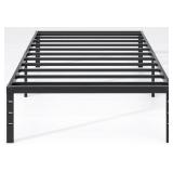 JETO Metal Bed Frame, Twin with Storage, 18in, Black