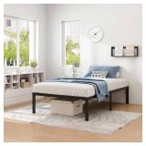 JETO Metal Bed Frame, Twin with Storage, 18in, Black