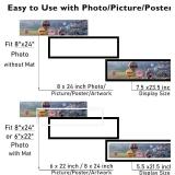 8x24 Picture Frame Set (2) with 6x22 Mat, Black, Plexiglass