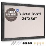 $49 Large Magnetic Bulletin Board 36x24, Black Framed Cork Board Linen