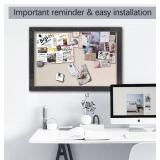 $49 Large Magnetic Bulletin Board 36x24, Black Framed Cork Board Linen