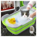 Collapsible Pet Bathtub with Drainage Hole, 7.1 Gal, Green