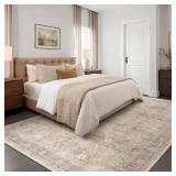 $90 Beige Taupe Area Rug 6x9, Washable Non-Slip Low-Pile Rug