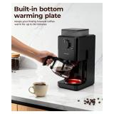 $110 10-Cup Coffee Maker with Grinder, Auto Grind & Brew, Glass Carafe