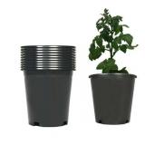 Garden Plastic Planter Pots - 12 Pcs, 2-Gallon Black Drainage