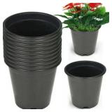 Garden Plastic Planter Pots - 12 Pcs, 2-Gallon Black Drainage