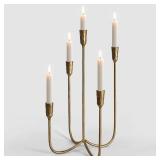 $56 5-Candle Cast Iron Candelabra Candlestick Holders 15-Inch Brass