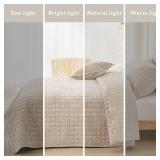 $145 Oversized King Velvet Quilt Set 120x128 with 2 Shams 3pcs Beige