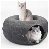 Cat Cave Bed & Tunnel for Multi-Cat Use, Peekaboo Up to 45 lbs