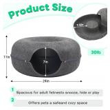 Cat Cave Bed & Tunnel for Multi-Cat Use, Peekaboo Up to 45 lbs