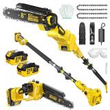 $100 2-in-1 Pole Saw, 8" Mini Cordless, 1000W Brushless, Extension Pole
