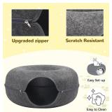Cat Cave Bed & Tunnel for Multi-Cat Use, Peekaboo Up to 45 lbs