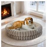 $58 BALANCE Donut Dog Bed, 36-Inch Round, Washable, Anti-Slip, Oatmeal
