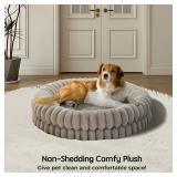 $58 BALANCE Donut Dog Bed, 36-Inch Round, Washable, Anti-Slip, Oatmeal
