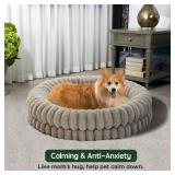 $58 BALANCE Donut Dog Bed, 36-Inch Round, Washable, Anti-Slip, Oatmeal