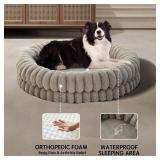 $58 BALANCE Donut Dog Bed, 36-Inch Round, Washable, Anti-Slip, Oatmeal