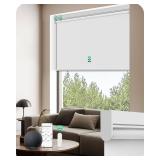 $69 Allesin Motorized Roller Blinds with Remote, Blackout, White 30x72