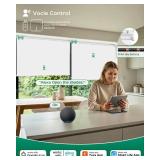 $69 Allesin Motorized Roller Blinds with Remote, Blackout, White 30x72