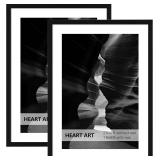 HEART ART 20x28 Picture Frame with Mat, Black, Wall Mount