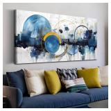 $60 ZHAOSHOP Abstract Canvas Wall-Art Blue Ready to Hang 24x48