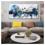 $60 ZHAOSHOP Abstract Canvas Wall-Art Blue Ready to Hang 24x48