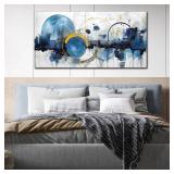 $60 ZHAOSHOP Abstract Canvas Wall-Art Blue Ready to Hang 24x48