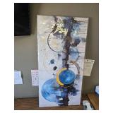 $60 ZHAOSHOP Abstract Canvas Wall-Art Blue Ready to Hang 24x48