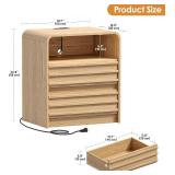$70 Fluted Nightstand, Charging Station, 19.7