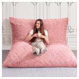 $139 HABUTWAY 4-in-1 Bean Bag Chair with Memory Foam, Faux Fur (Pink)