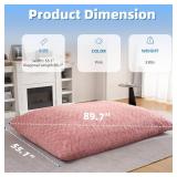 $139 HABUTWAY 4-in-1 Bean Bag Chair with Memory Foam, Faux Fur (Pink)
