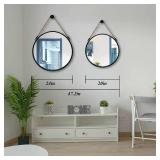$70 POZINO Round Mirror 24-Inch Hanging with Rope, Black Frame