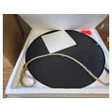 $70 POZINO Round Mirror 24-Inch Hanging with Rope, Black Frame