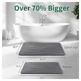 $60 Large Stone Bath Mat 31.5x19.7, Quick-Dry Diatomite, Non-Slip