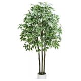 $80 Faux Fiddle Leaf Fig Tree, 6ft with White Planter Ficus for Home