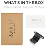 Ravinte 60Pk 3/8" Inset Matte Black Self Closing Cabinet Hinges