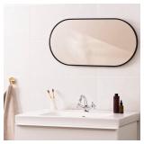 $65 Navaris Oval Wall Mirror - 29.5x15 in, Wall-Mounted Aluminum