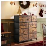 $63 WLIVE 9-Drawer Dresser with Fabric Bins, Steel Frame, Wood Top