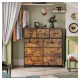 $63 WLIVE 9-Drawer Dresser with Fabric Bins, Steel Frame, Wood Top