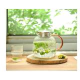 Glass Pitcher with Lid, 47 oz Heat Resistant