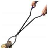 40in Heavy Duty Fire Tongs - Firewood Grabber, Scissor Serrated