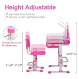 $129 Kids Desk and Chair Set, Height Adjustable, Tilt Desktop, Pink